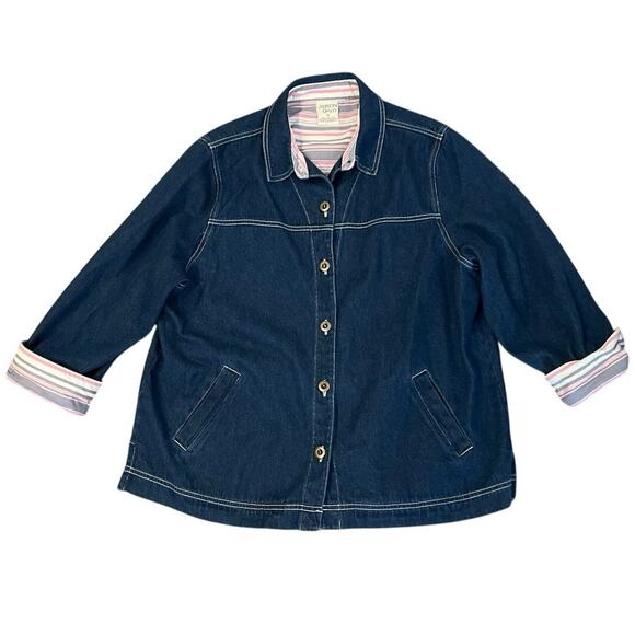 Allison Daley Denim Button Front Shacket Size 16 - Picture 1 of 4